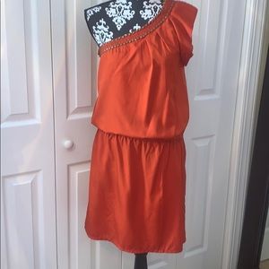 Burnt Orange Asymmetrical One Shoulder  Dress Sz M